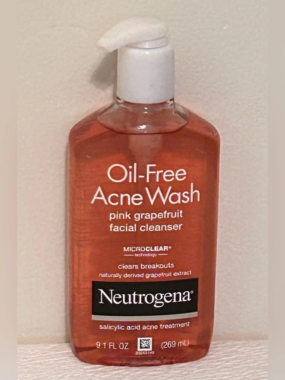 Neutrogena Pink Grapefruit Oil-Free Acne Wash Gel Cleanser 9.1FL OZ